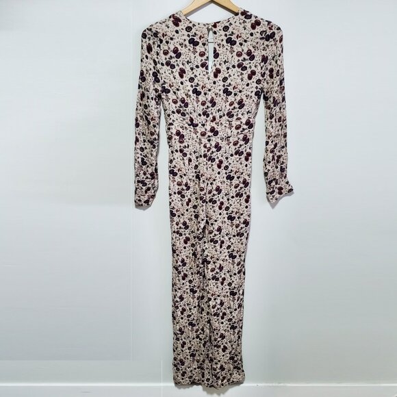 FREE PEOPLE Some Like It Hot Floral Jumpsuit Long Sleeve Deep V-Neck Women's 0 - Picture 8 of 16